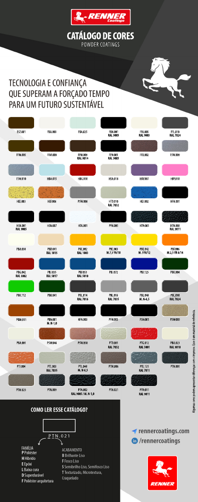 Mostruário de cores — Tinta em pó